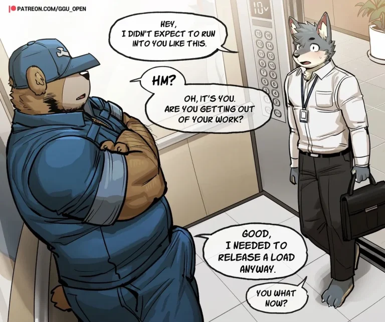 Elevator porn comic picture 1