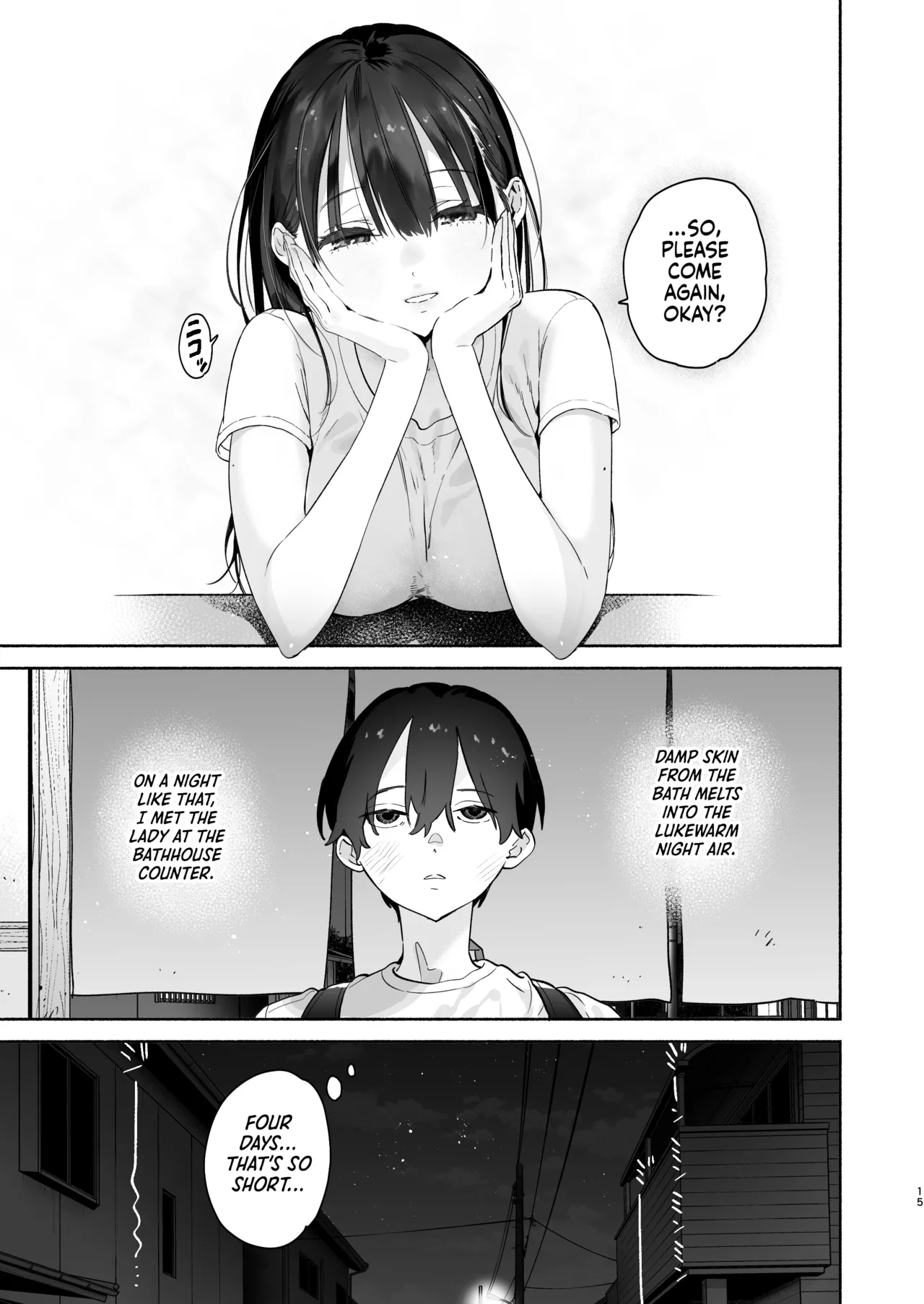Four Days of Summer With The Bathhouse Lady | Sentou no Onee-san to Majiwaru, 4-kakan no Natsu porn comic picture 14