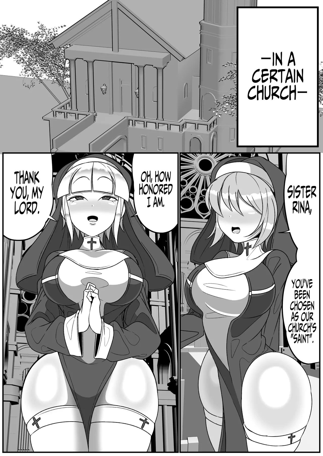 Futanari Seijo Shasei Kinshirei | Dick Slingin' Saintess ~Ejaculation Prohibition~ porn comic picture 2