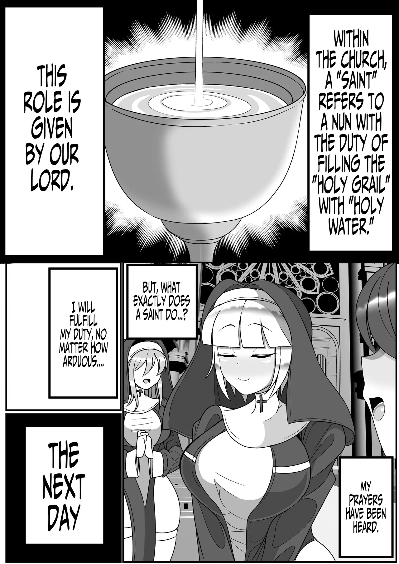 Futanari Seijo Shasei Kinshirei | Dick Slingin' Saintess ~Ejaculation Prohibition~ porn comic picture 3