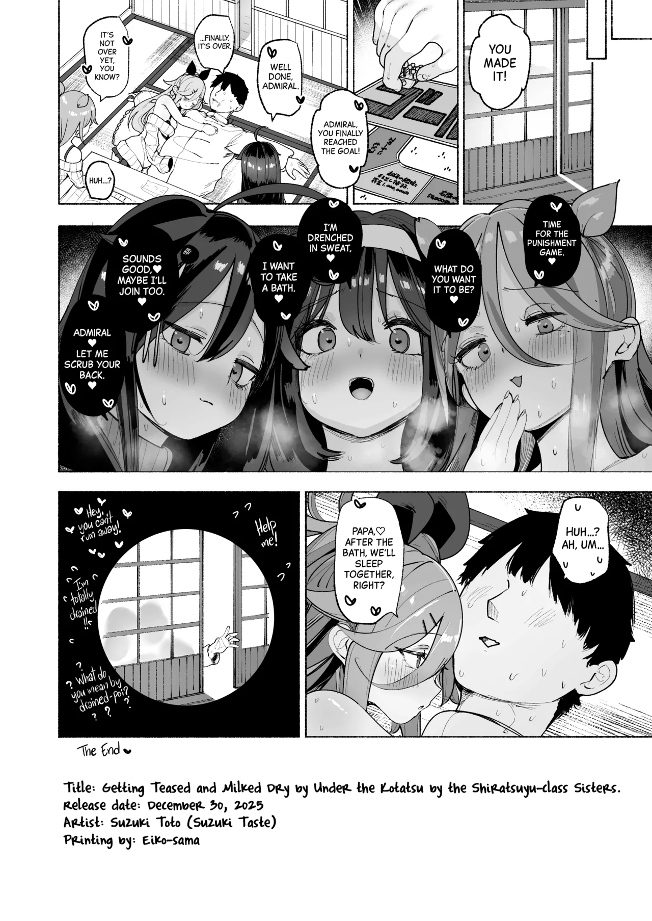 Getting Teased and Milked Dry Under the Kotatsu by the Shiratsuyu-Class Sisters | Shiratsuyu gata shimai to okota de yuuwaku sakusei H porn comic picture 25