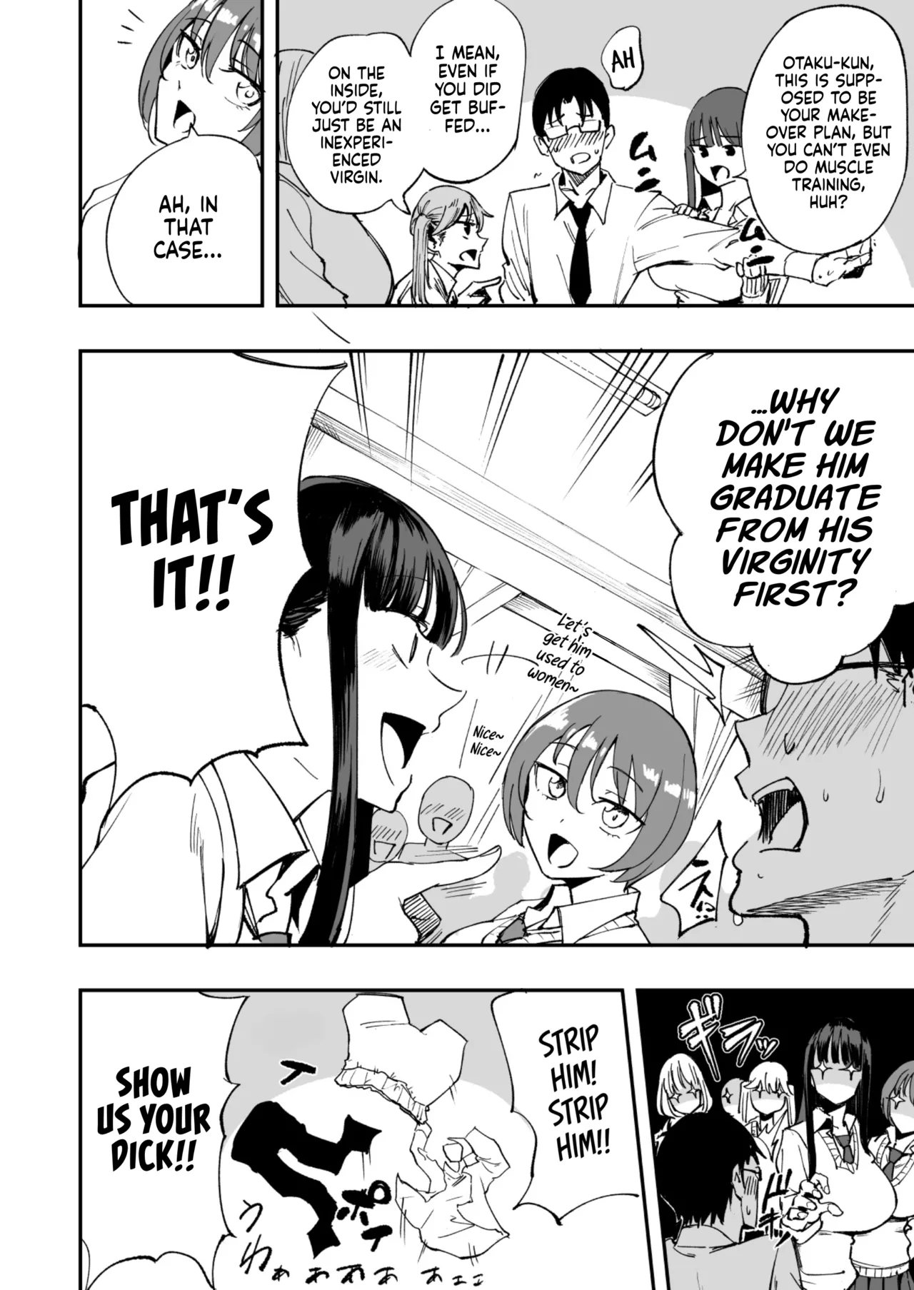 I'm Gonna Pop The Cherry of The Virgin Otaku In Our Class! | Uchi no Class no Doutei Otaku-kun no Fudeoroshi Shichaima~su porn comic picture 3