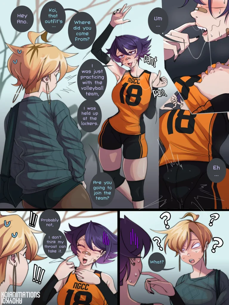 Koi tries out the Volleyball Team porn comic picture 2