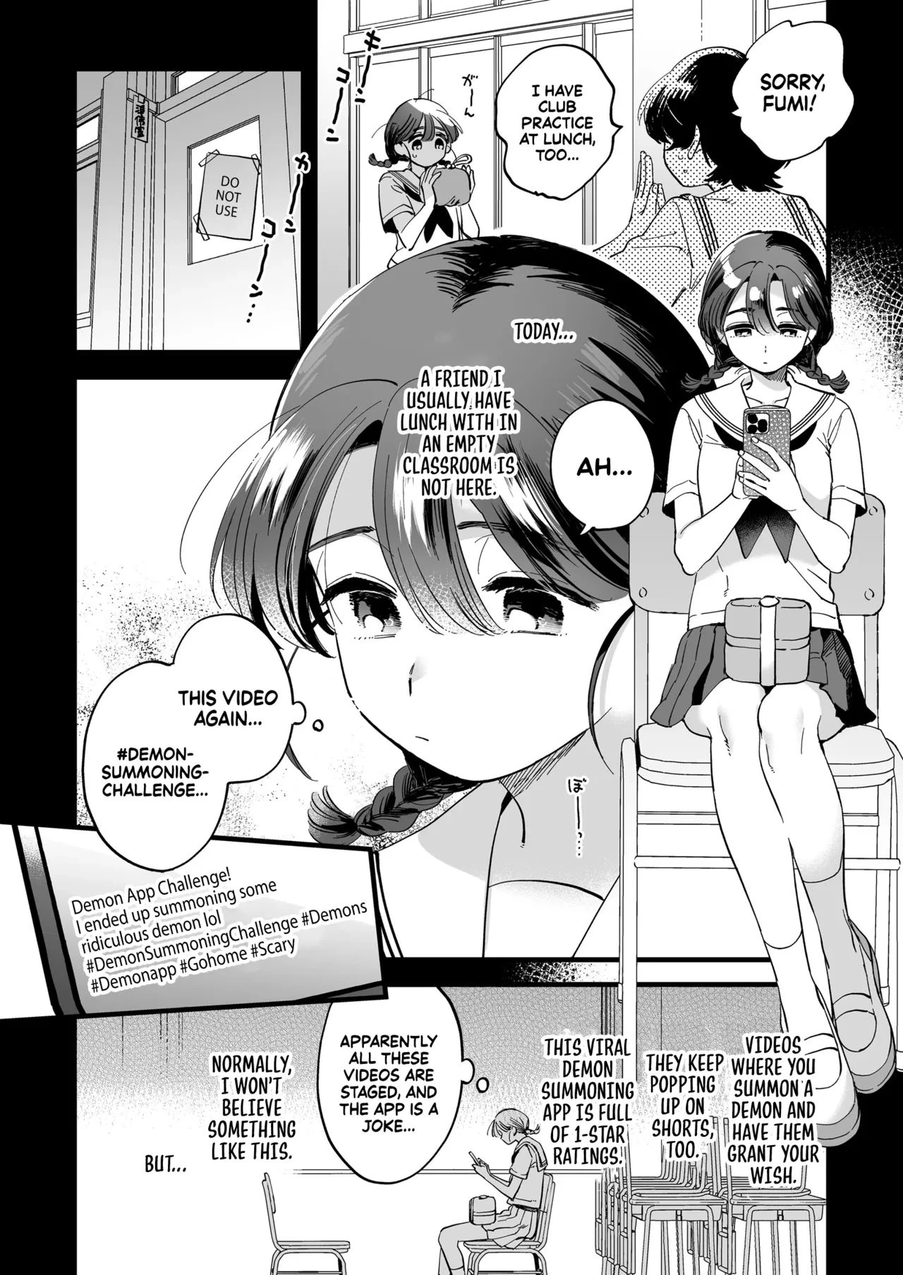 Lunchtime with a Futanari Demon | Futanari Akuma-san to Hiruyasumi ~Appli de Shoukan shitara Oishiku Itadakarechaimashita~ porn comic picture 3
