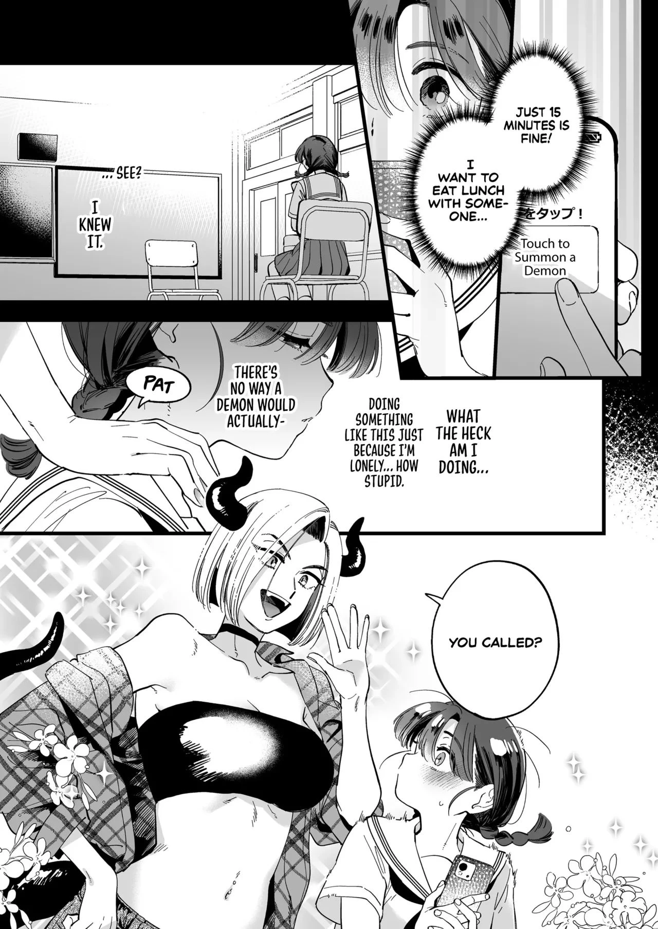 Lunchtime with a Futanari Demon | Futanari Akuma-san to Hiruyasumi ~Appli de Shoukan shitara Oishiku Itadakarechaimashita~ porn comic picture 4