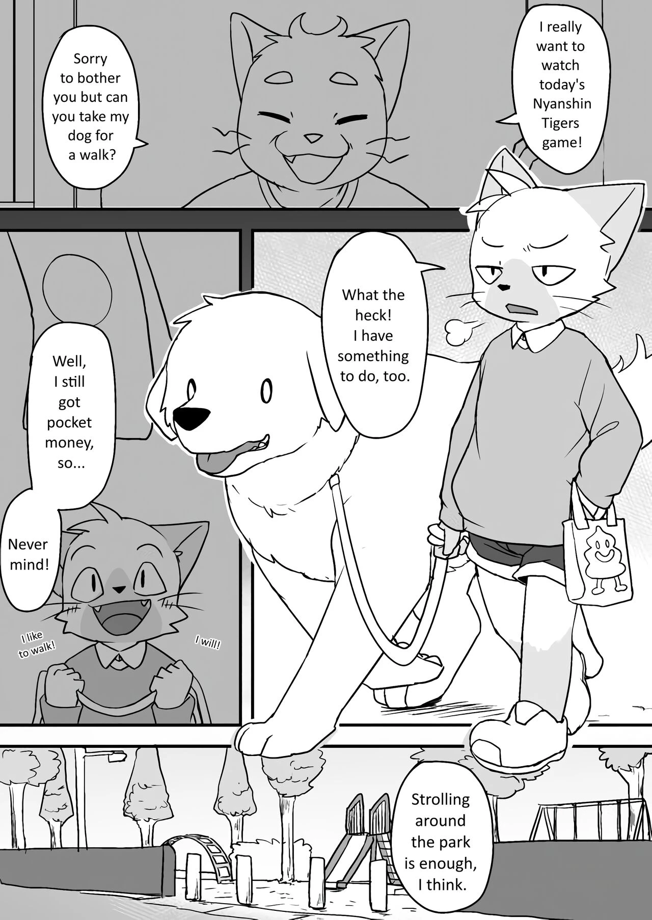 Manmosu Marimo | Walking the Cat (Unfinished porn comic picture 2