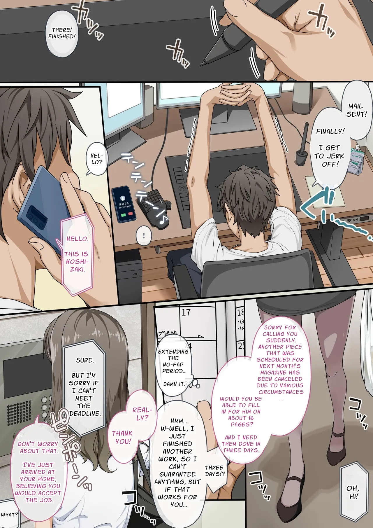Meet The Draft Deadline While Your Beautiful Busybody Erotic Manga Editor Lends A "Helping Hand" | Sawayaki Bijin no Eromanga Henshuu-san ni Nukimakutte Morai nagara Genkou Ganbaru Hanashi porn comic picture 2