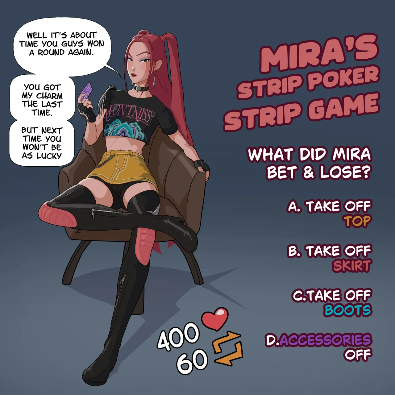 Mira's Strip Poker Strip Game porn comic picture 1