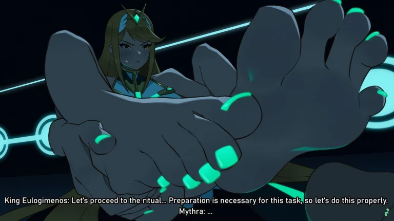 Mythra's footjob porn comic picture 5
