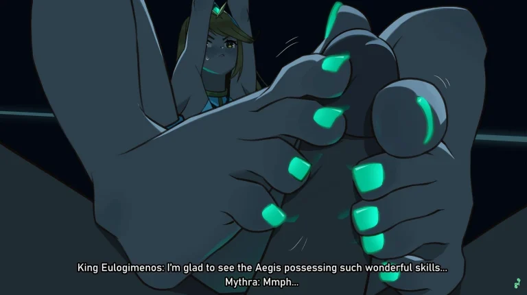 Mythra's footjob porn comic picture 6