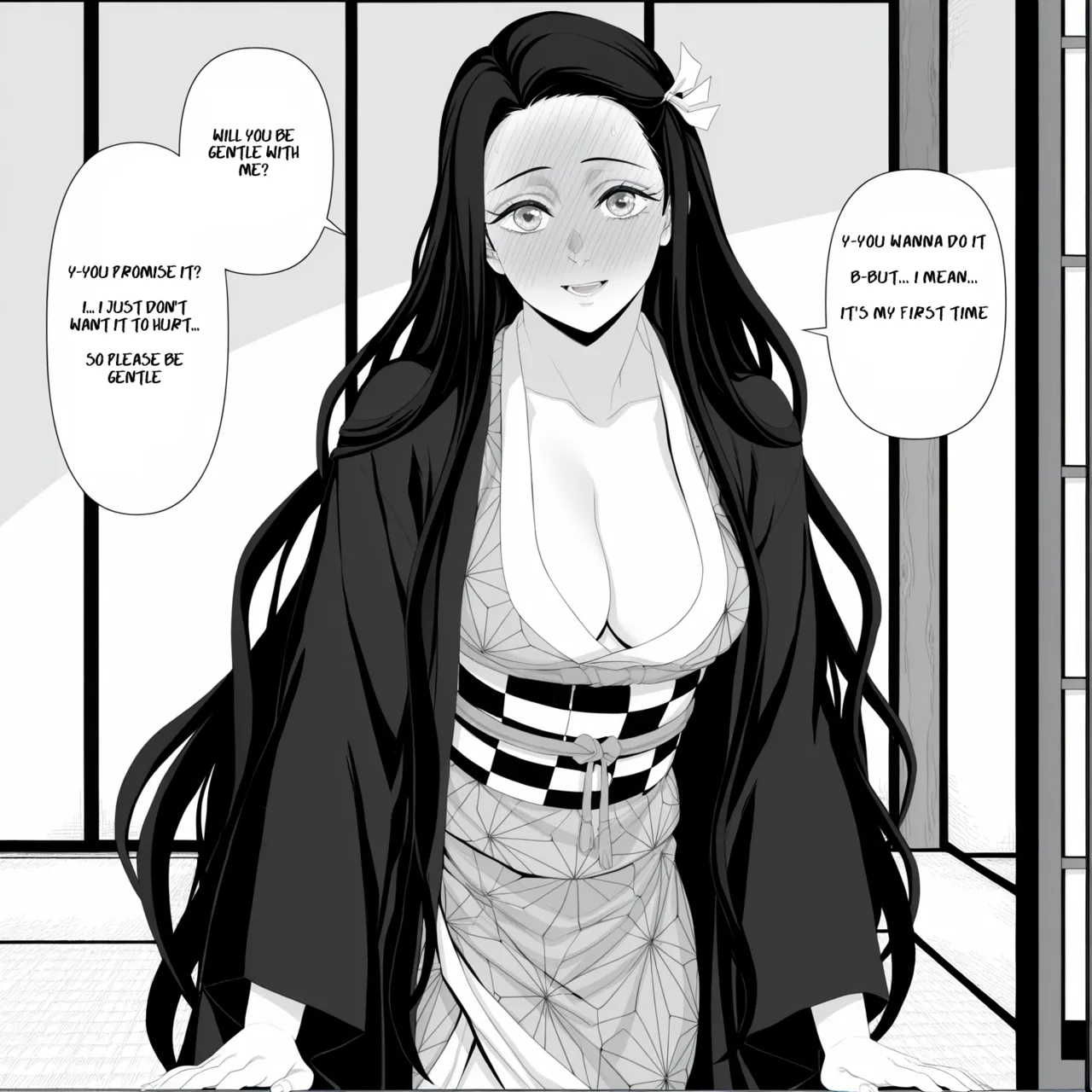 Nezuko's first time porn comic picture 1