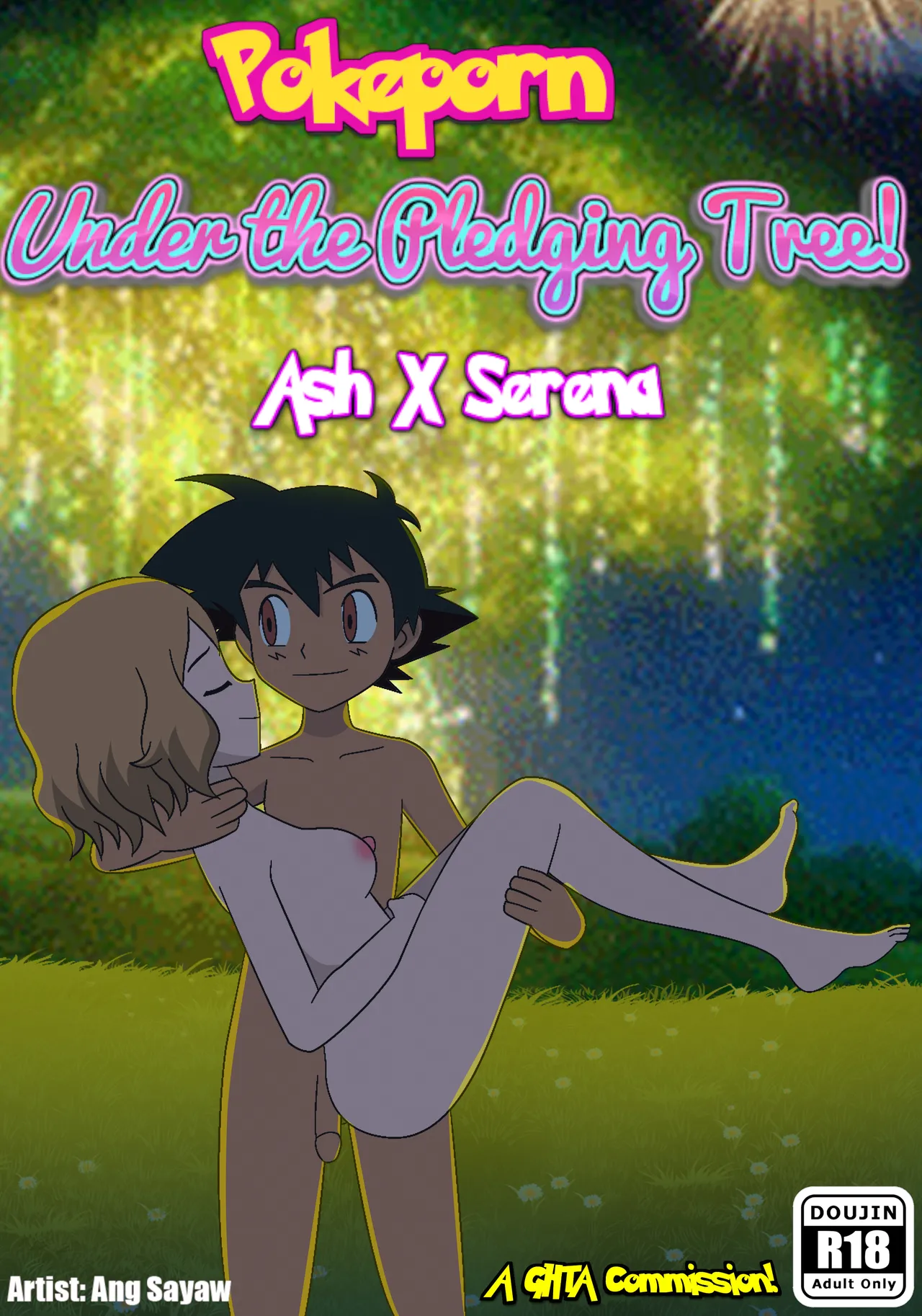 Pokeporn: Under the pledging tree! Ash X Serena porn comic picture 1