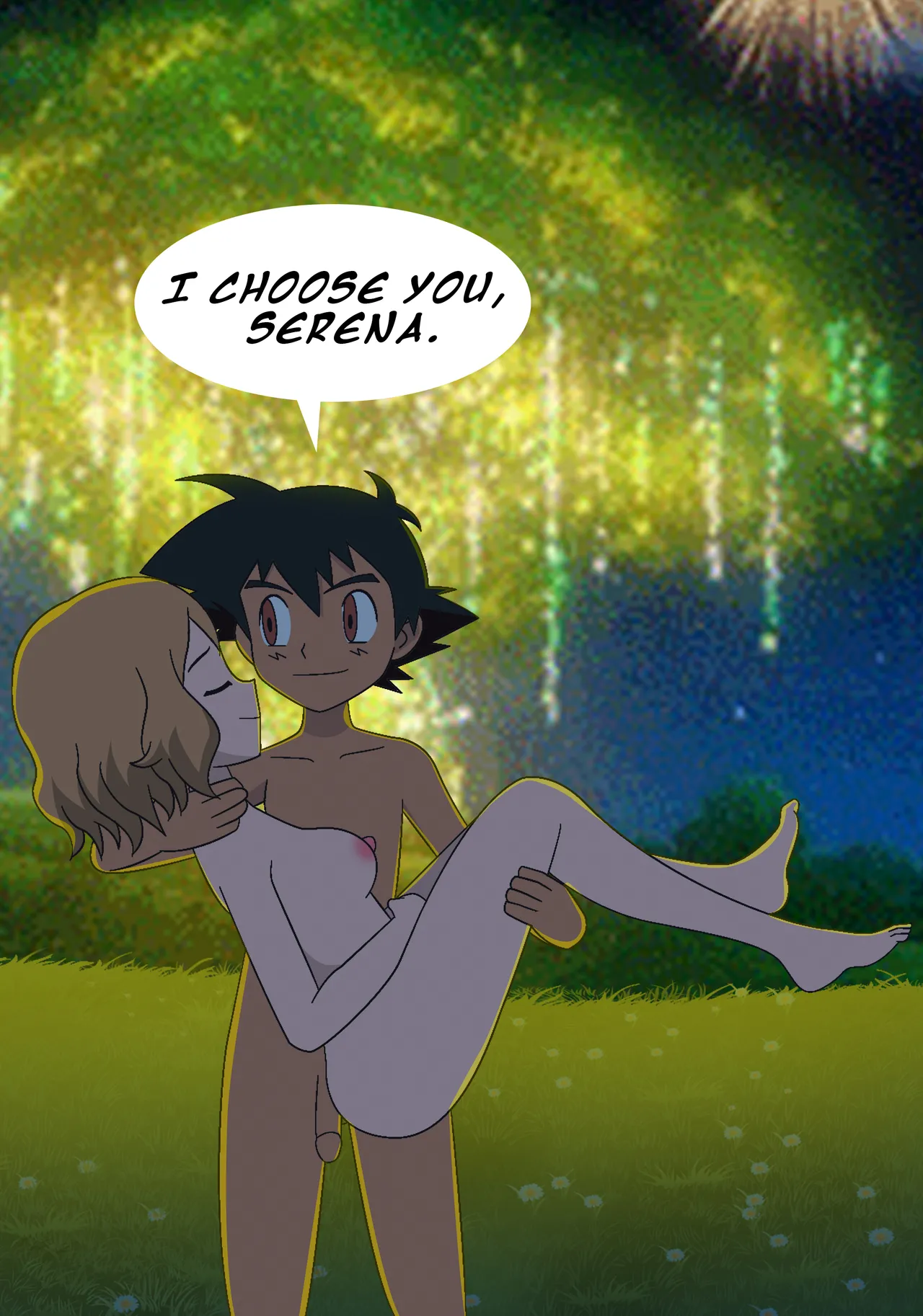Pokeporn: Under the pledging tree! Ash X Serena porn comic picture 15