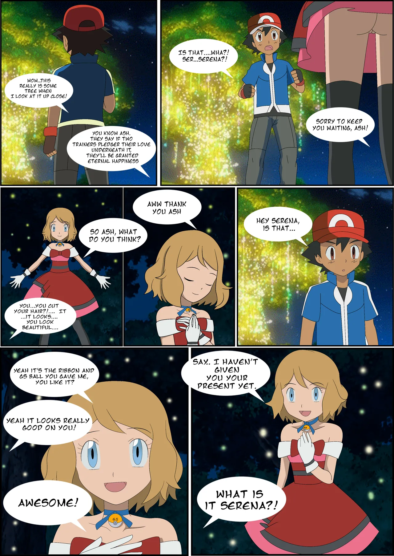 Pokeporn: Under the pledging tree! Ash X Serena porn comic picture 3