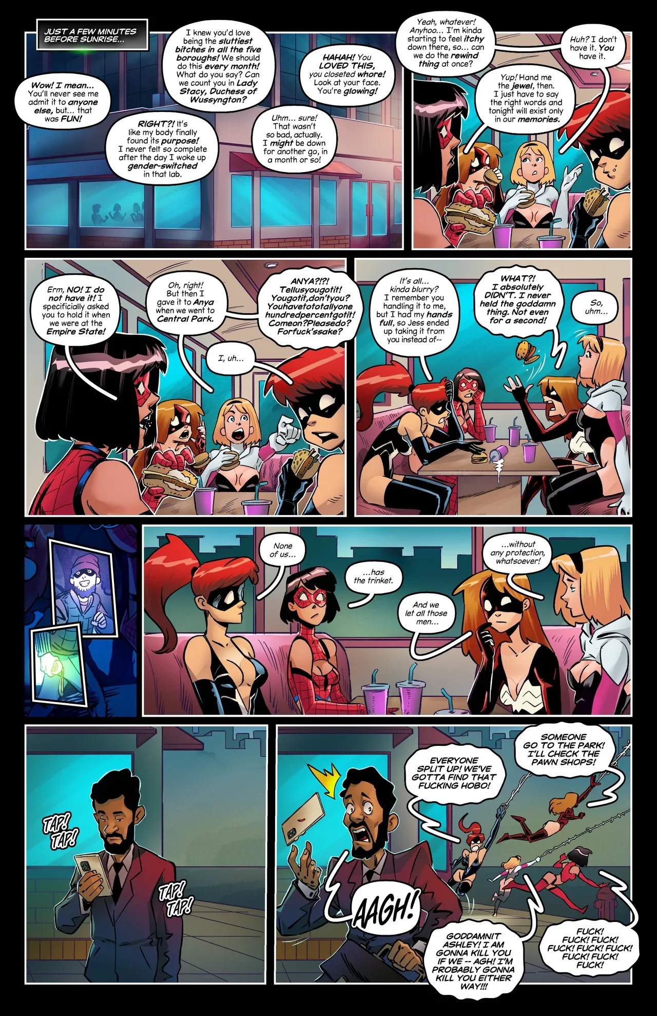 Sluttish Spider Bitches' Night Out porn comic picture 10