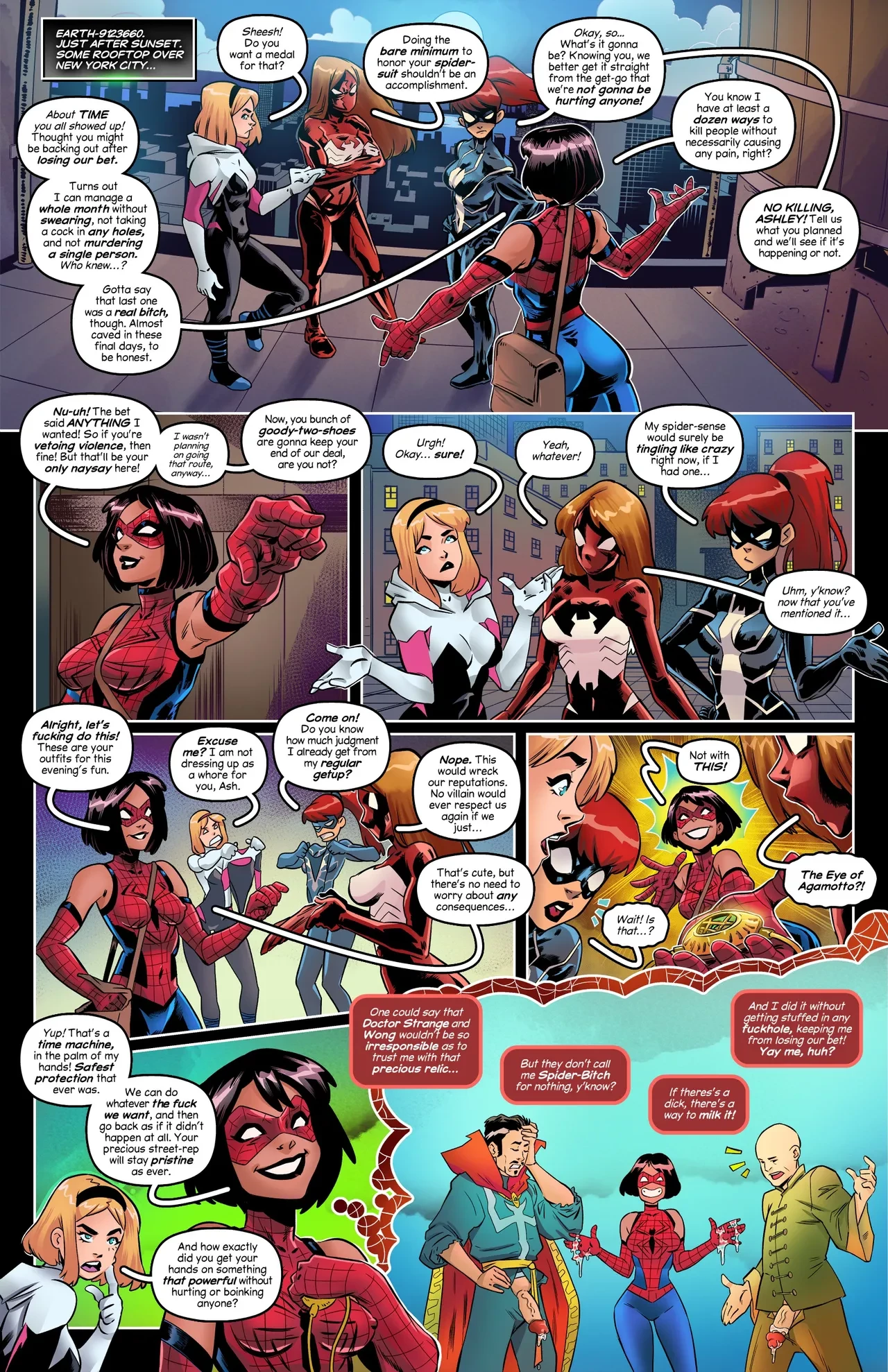 Sluttish Spider Bitches' Night Out porn comic picture 3