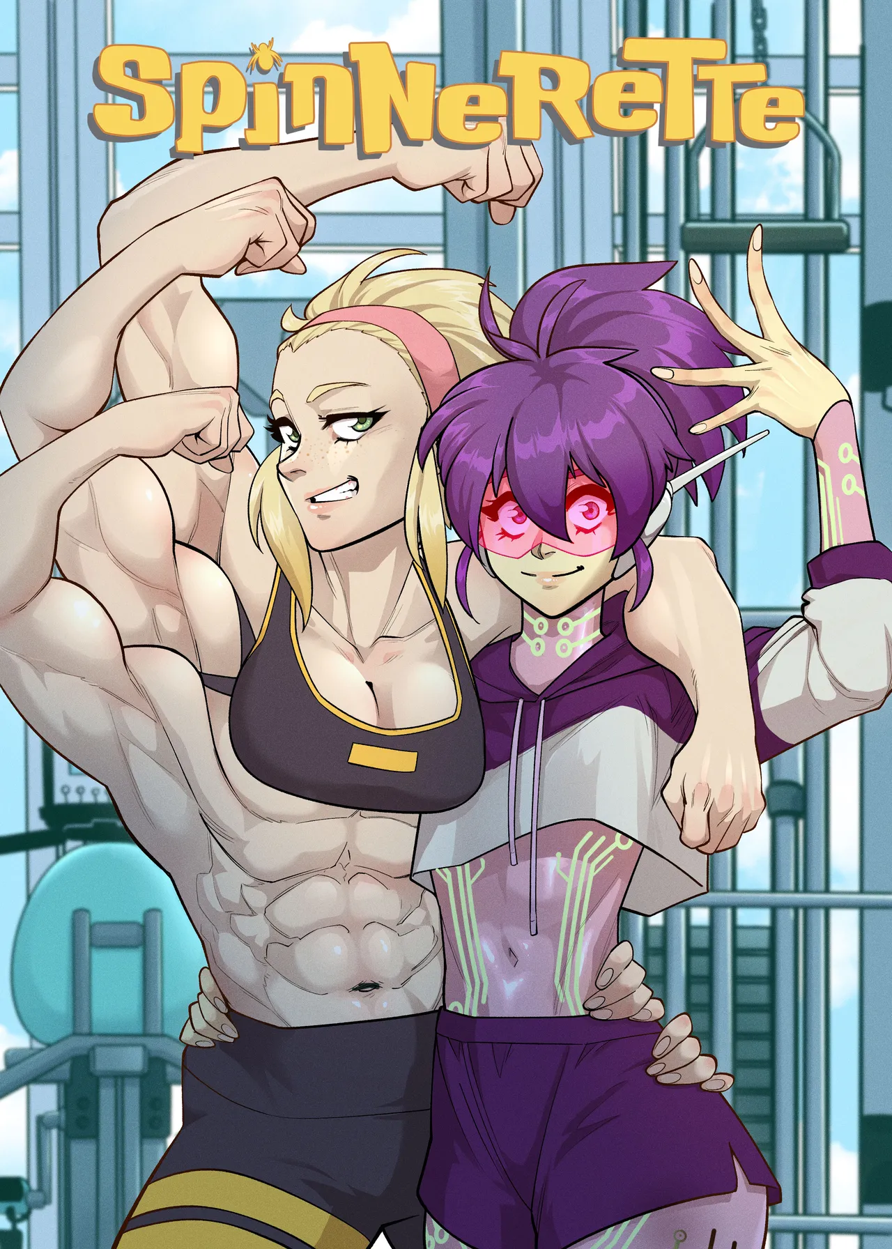 Spinny and Mecha Maid Hit the Gym porn comic picture 1