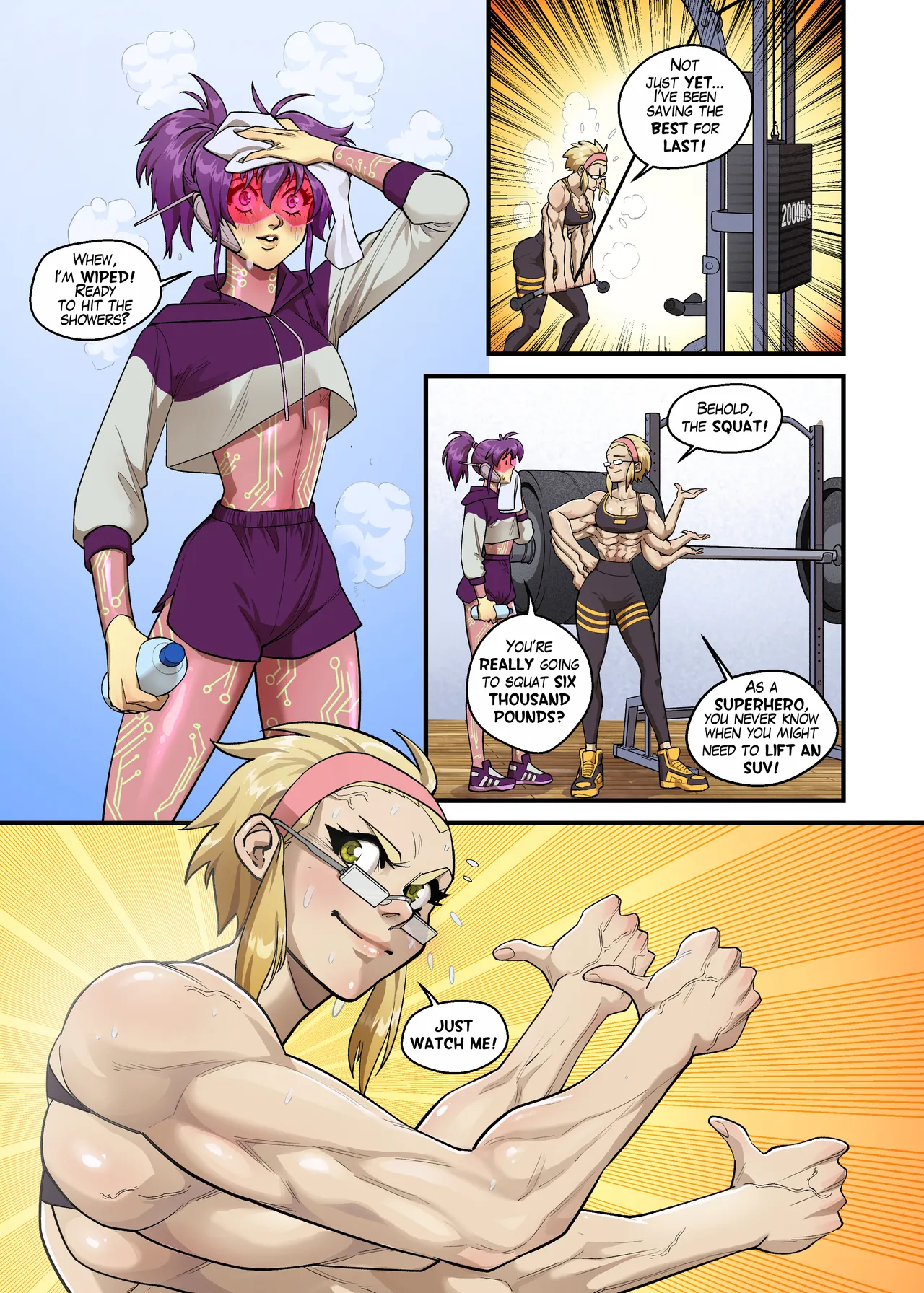 Spinny and Mecha Maid Hit the Gym porn comic picture 3
