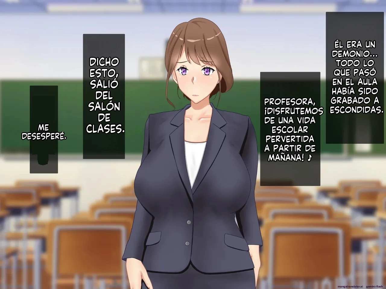 Daikirai na Seito ni Netorarete Haramasareta Kyonyuu Hitozuma Kyoushi [Spanish] porn comic picture 28