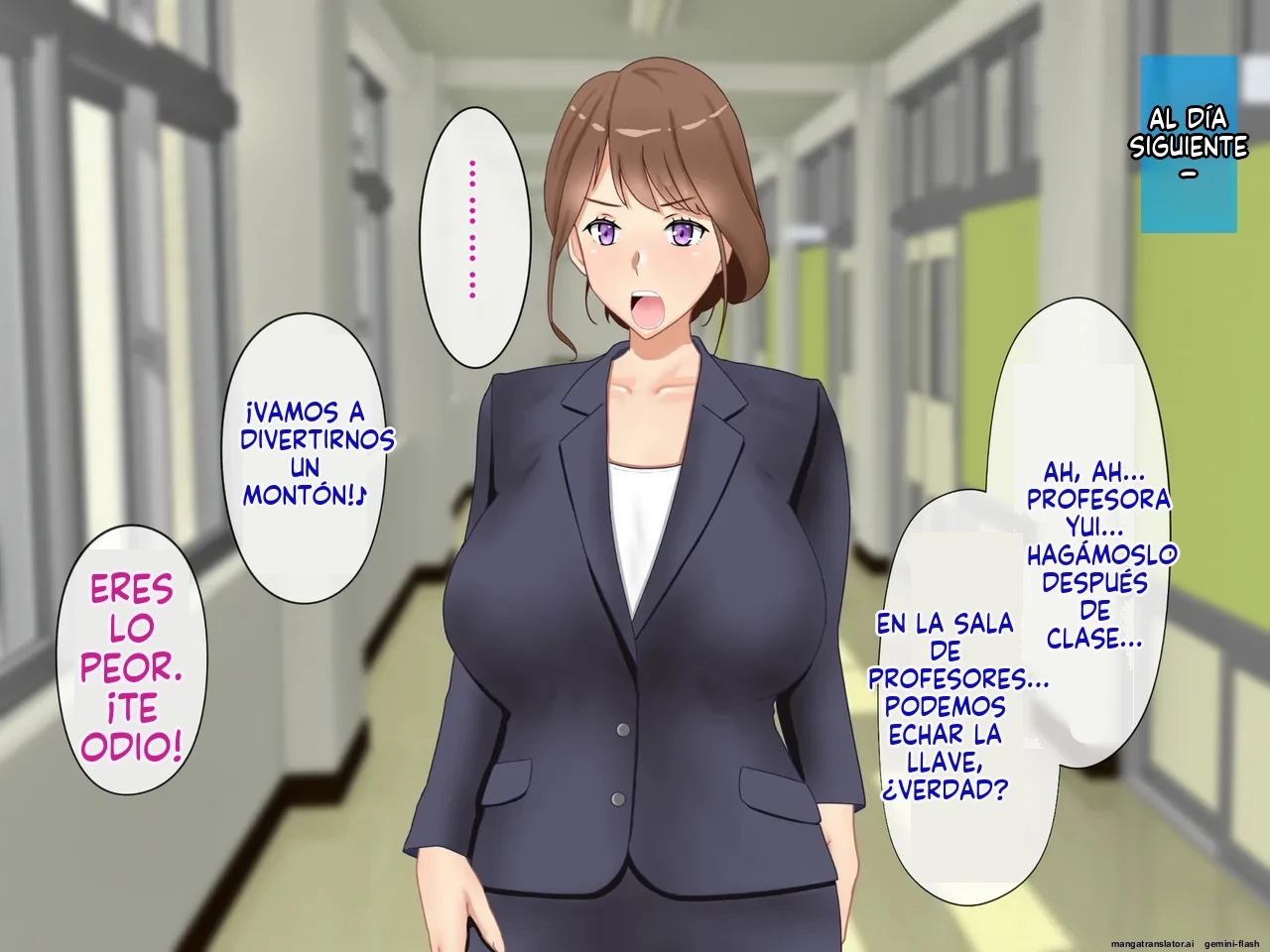 Daikirai na Seito ni Netorarete Haramasareta Kyonyuu Hitozuma Kyoushi [Spanish] porn comic picture 34
