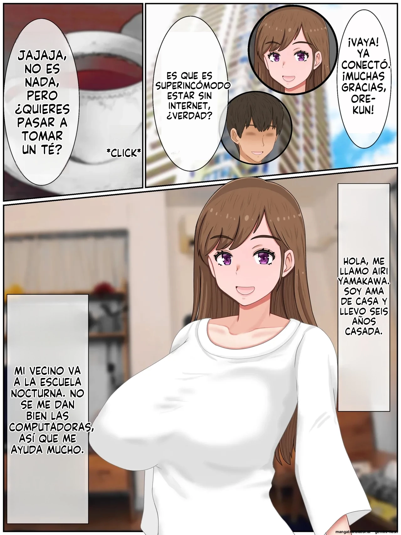 Hitozuma Airi wa Aka-chan ga Hoshii Rinshitsu Danshi to Icha Love Takuran Kozukuri (Spanish) porn comic picture 2