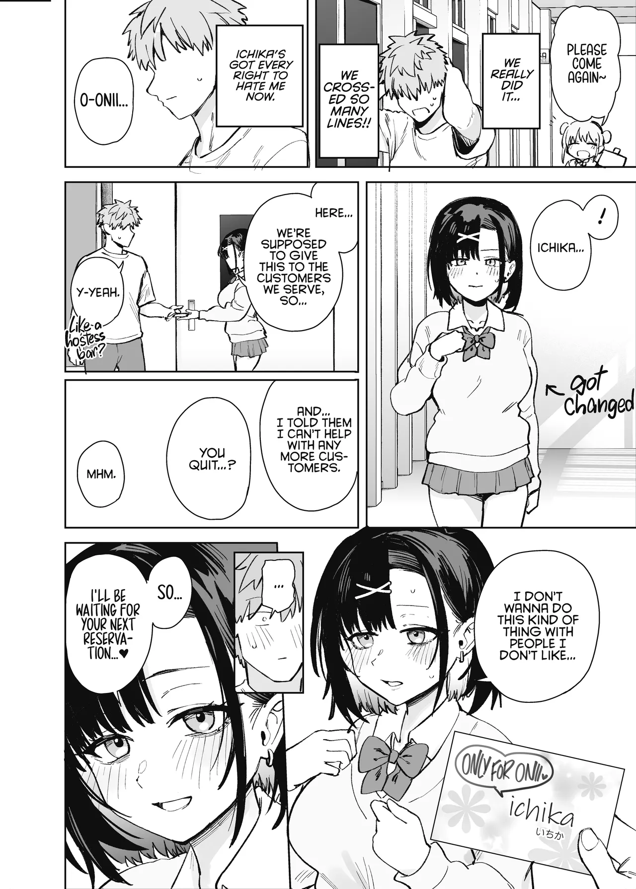 My Little Sister Was a Hostess at Class 2-C's School Festival Boobs Bar | 2-nen C-gumi Gakuen Oppabu no Cast ni Imouto ga Ita porn comic picture 42