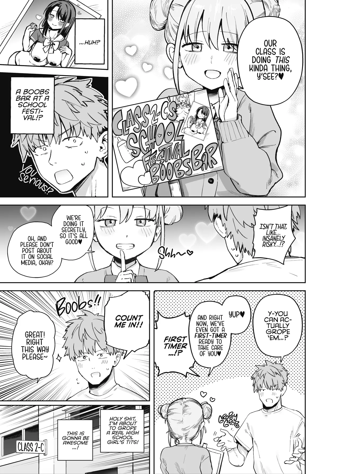 My Little Sister Was a Hostess at Class 2-C's School Festival Boobs Bar | 2-nen C-gumi Gakuen Oppabu no Cast ni Imouto ga Ita porn comic picture 5