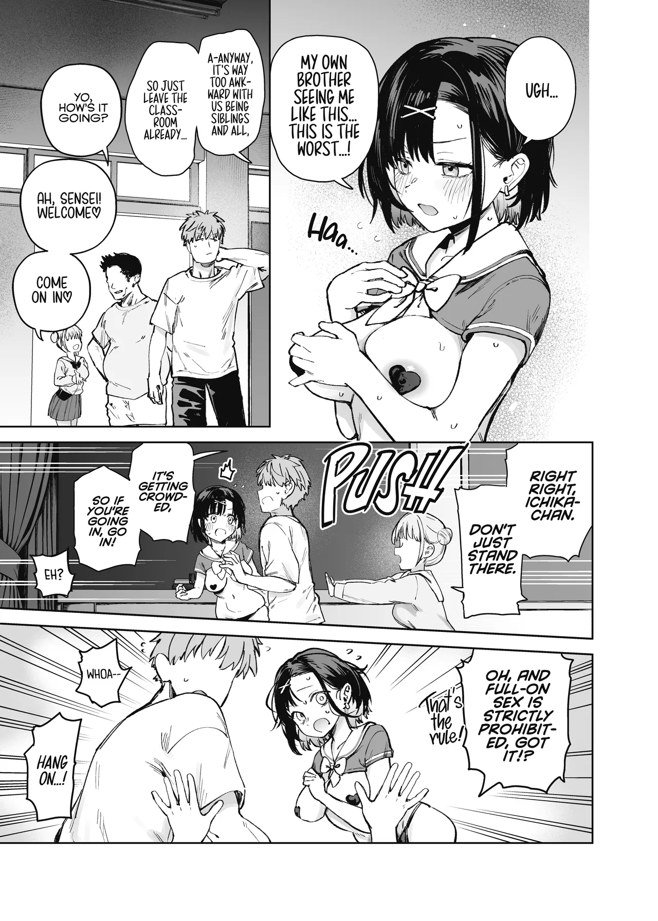 My Little Sister Was a Hostess at Class 2-C's School Festival Boobs Bar | 2-nen C-gumi Gakuen Oppabu no Cast ni Imouto ga Ita porn comic picture 9