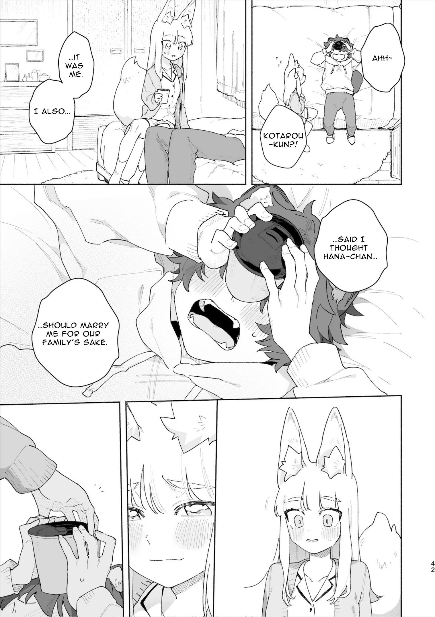 Fox Girl X Tanuki Boy porn comic picture 43