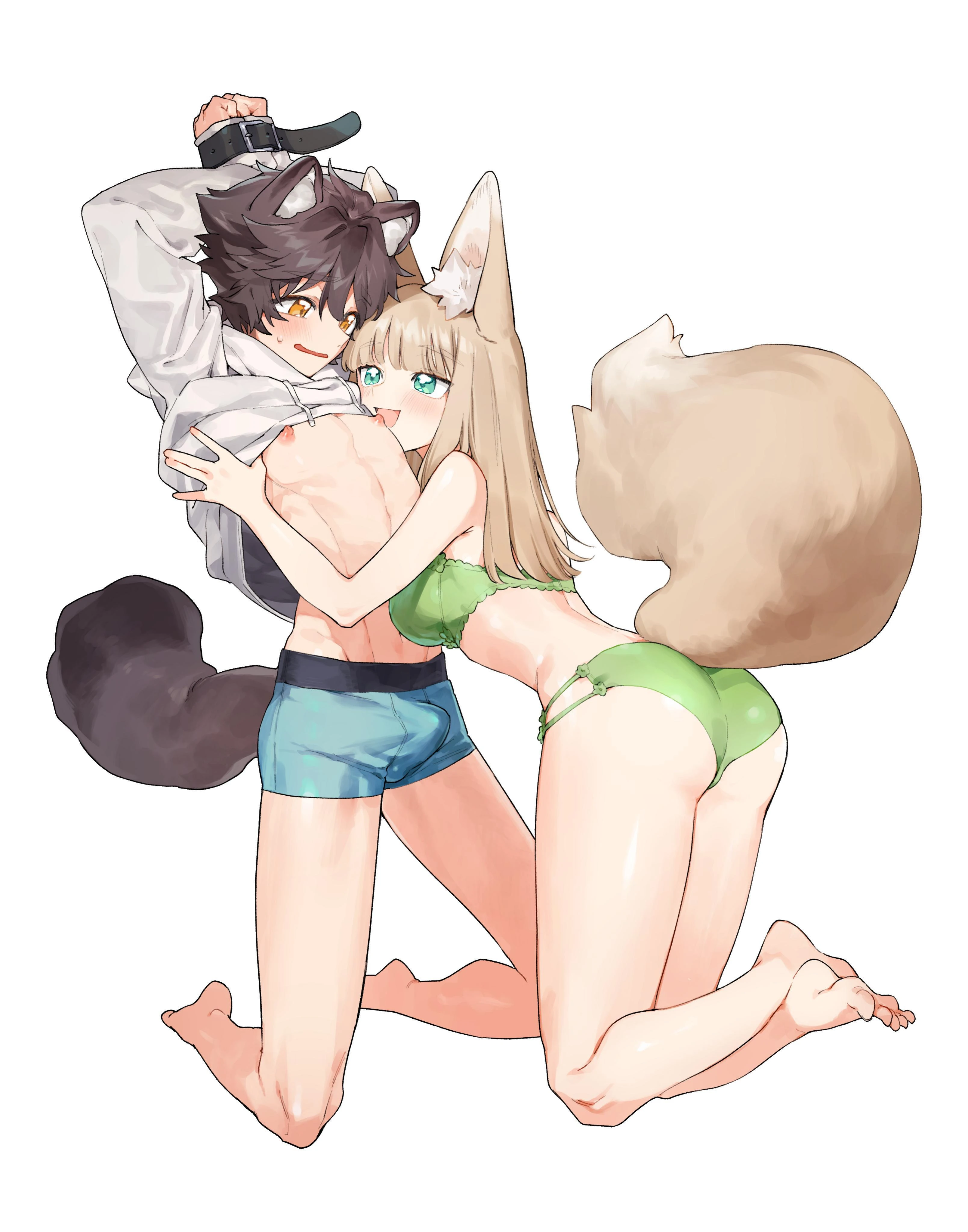 Fox Girl X Tanuki Boy porn comic picture 83