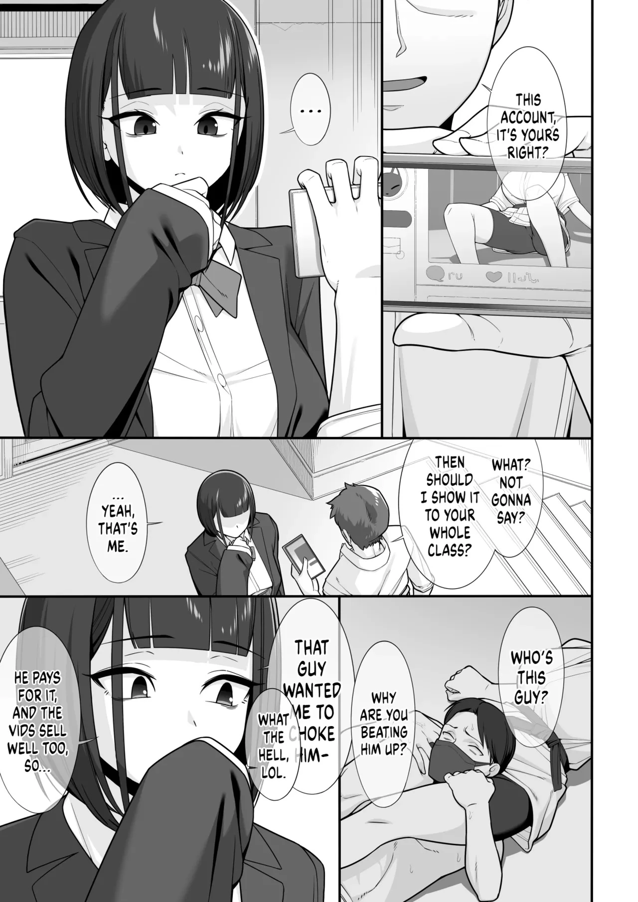 I Tried to Blackmail A girl w/ her Secret Account, and She Smothered Me To Death w/ Her Tits! porn comic picture 2