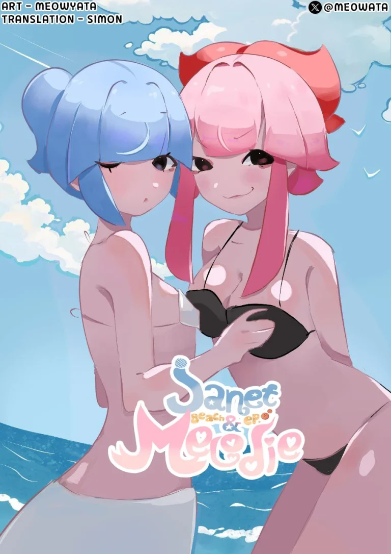 Janet X Melodie on the beach porn comic picture 1