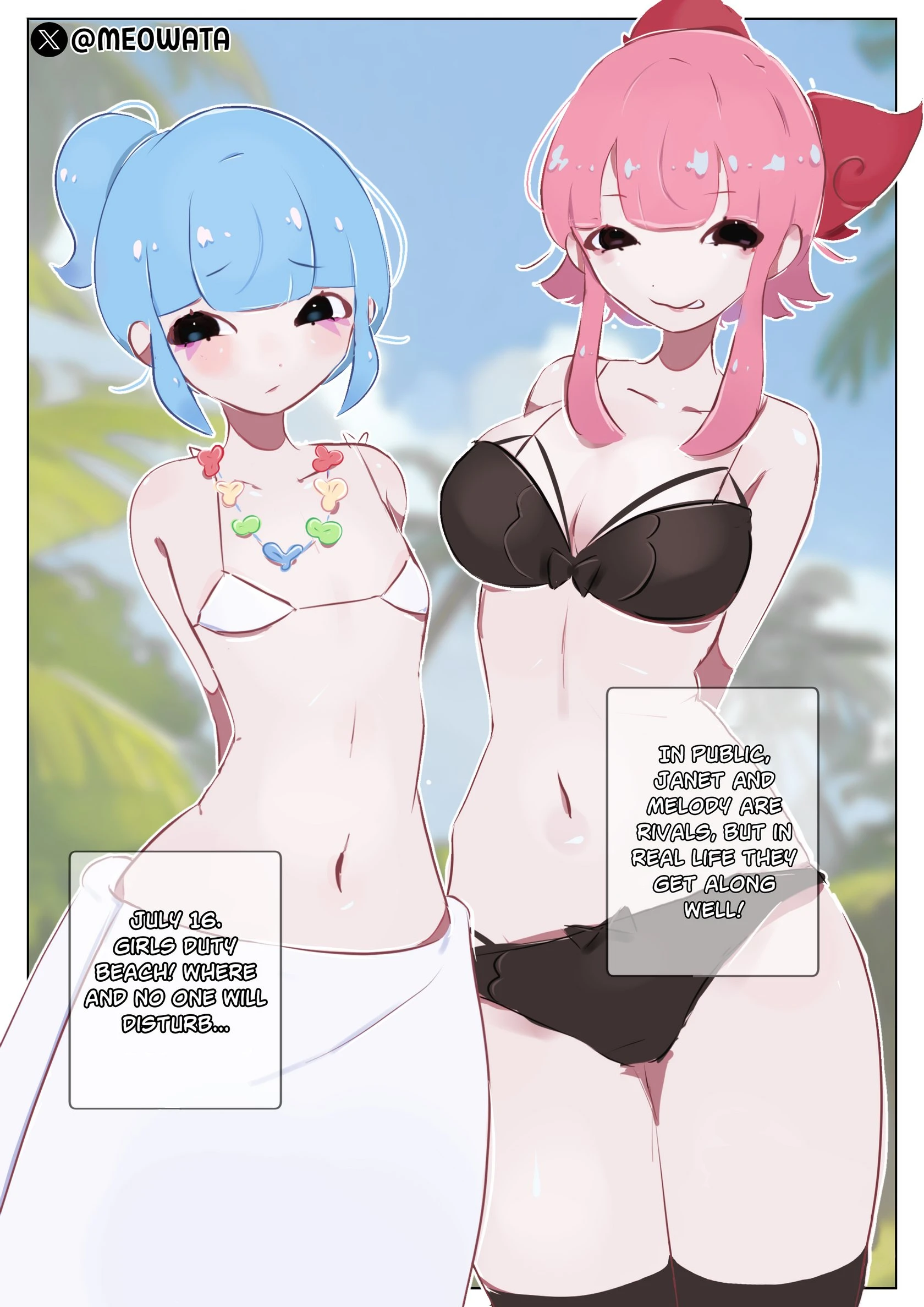 Janet X Melodie on the beach porn comic picture 2