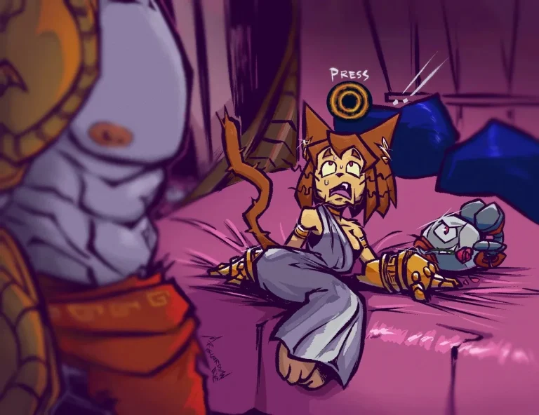 Kit and Kratos porn comic picture 1