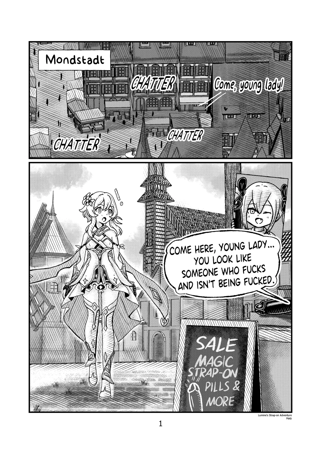 Lumine's Strap-on Adventure porn comic picture 2