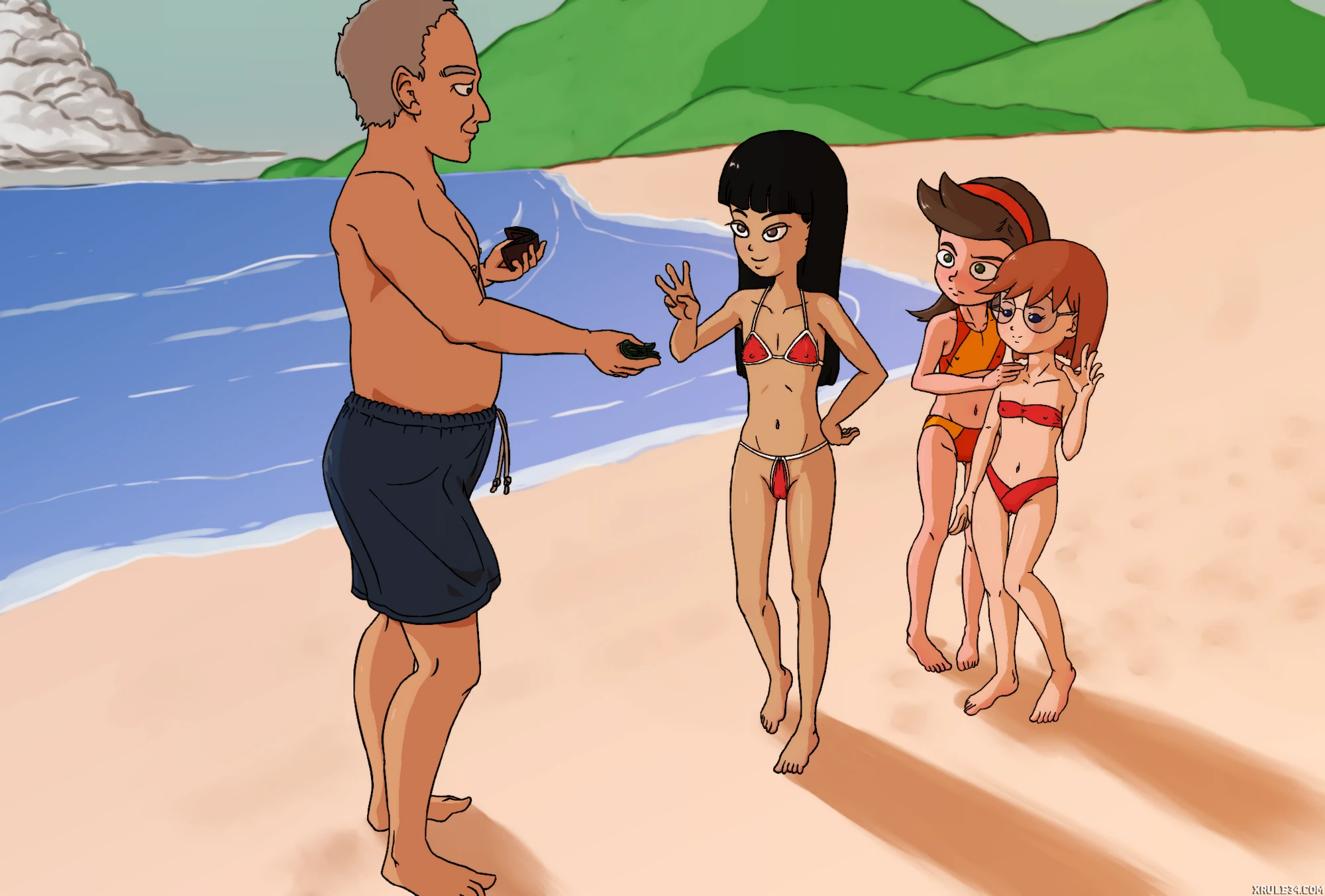 Part-time at the beach porn comic picture 2