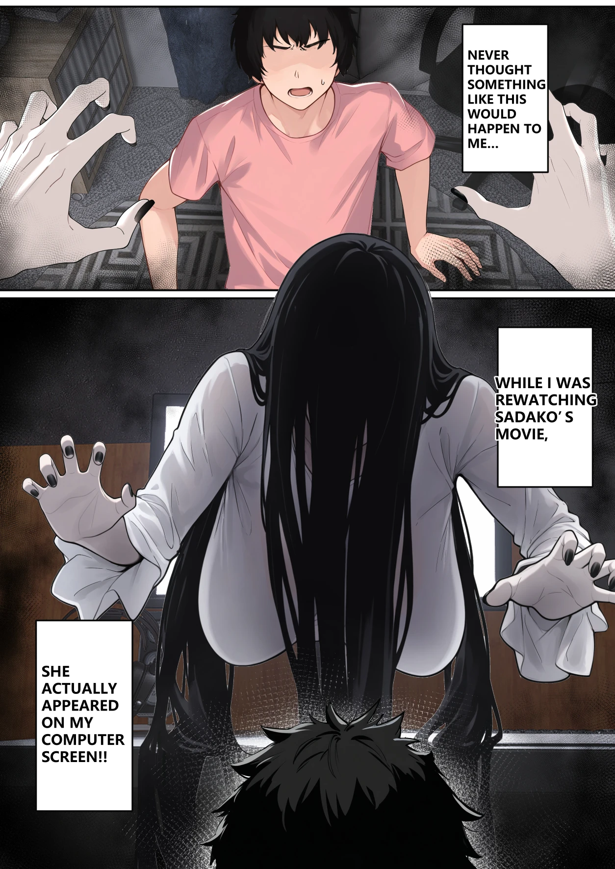 Regarding Sadako Getting Stuck On A Computer Screen porn comic picture 1