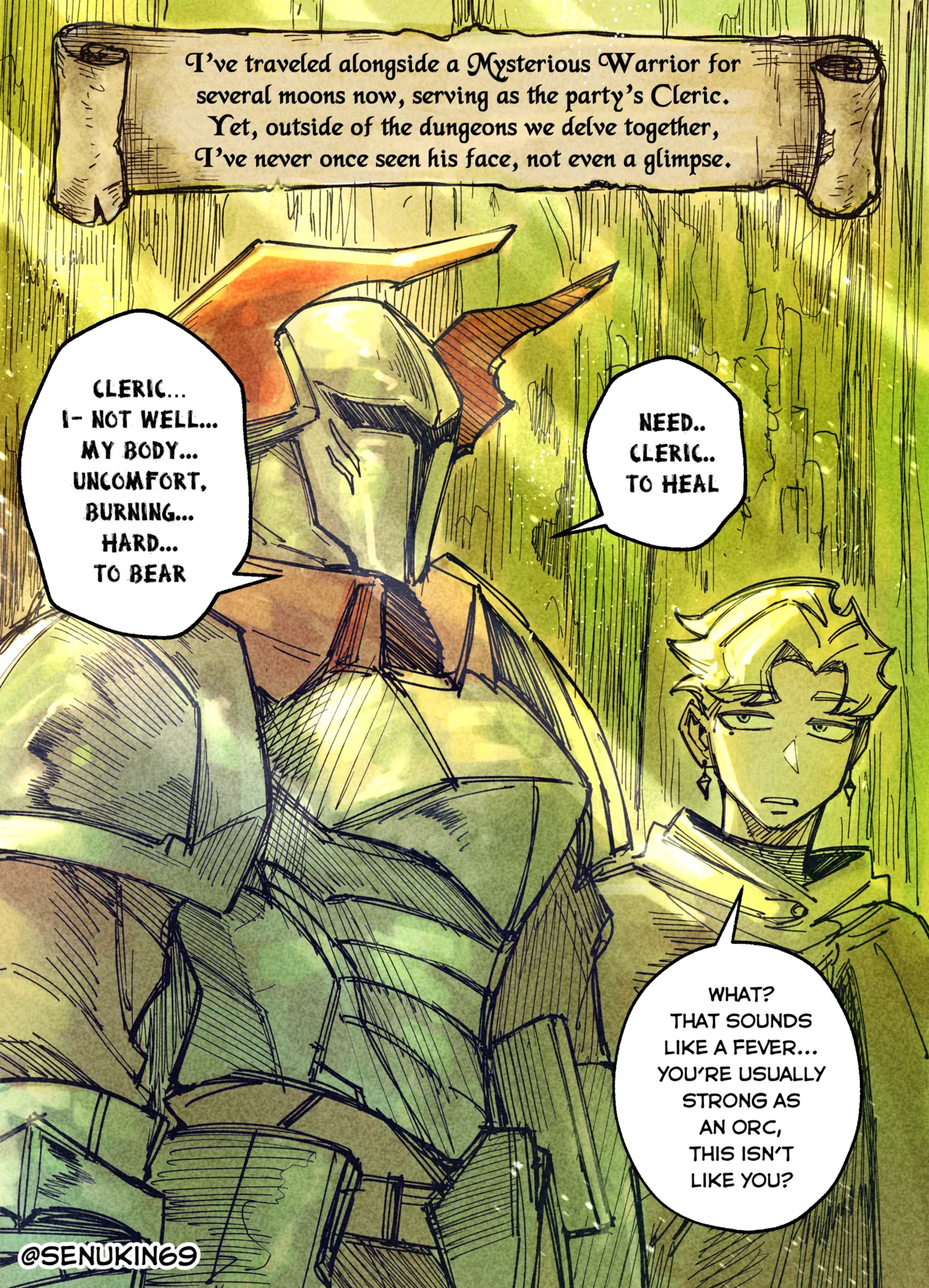 The Cleric and The Horned Warrior - Doomsia's Healing Sessions porn comic picture 1