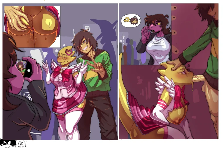 Alphys x Kris x Susie porn comic picture 1