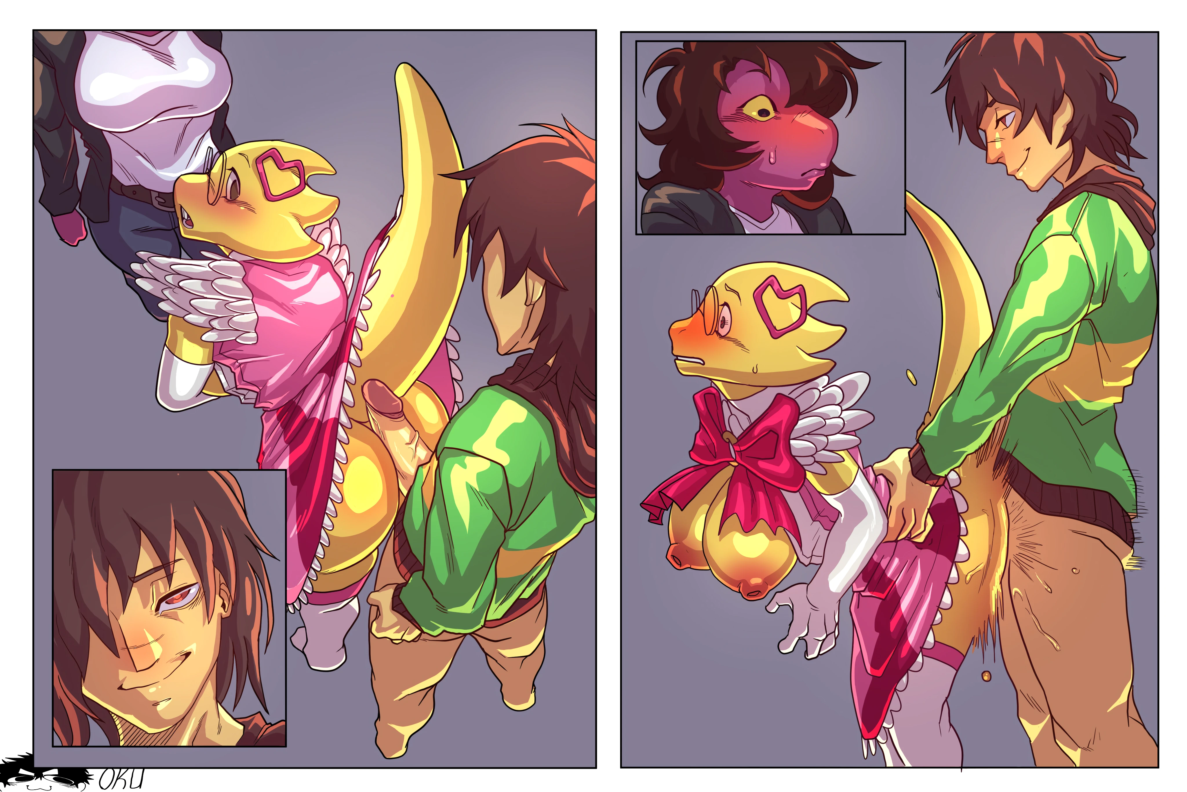 Alphys x Kris x Susie porn comic picture 3