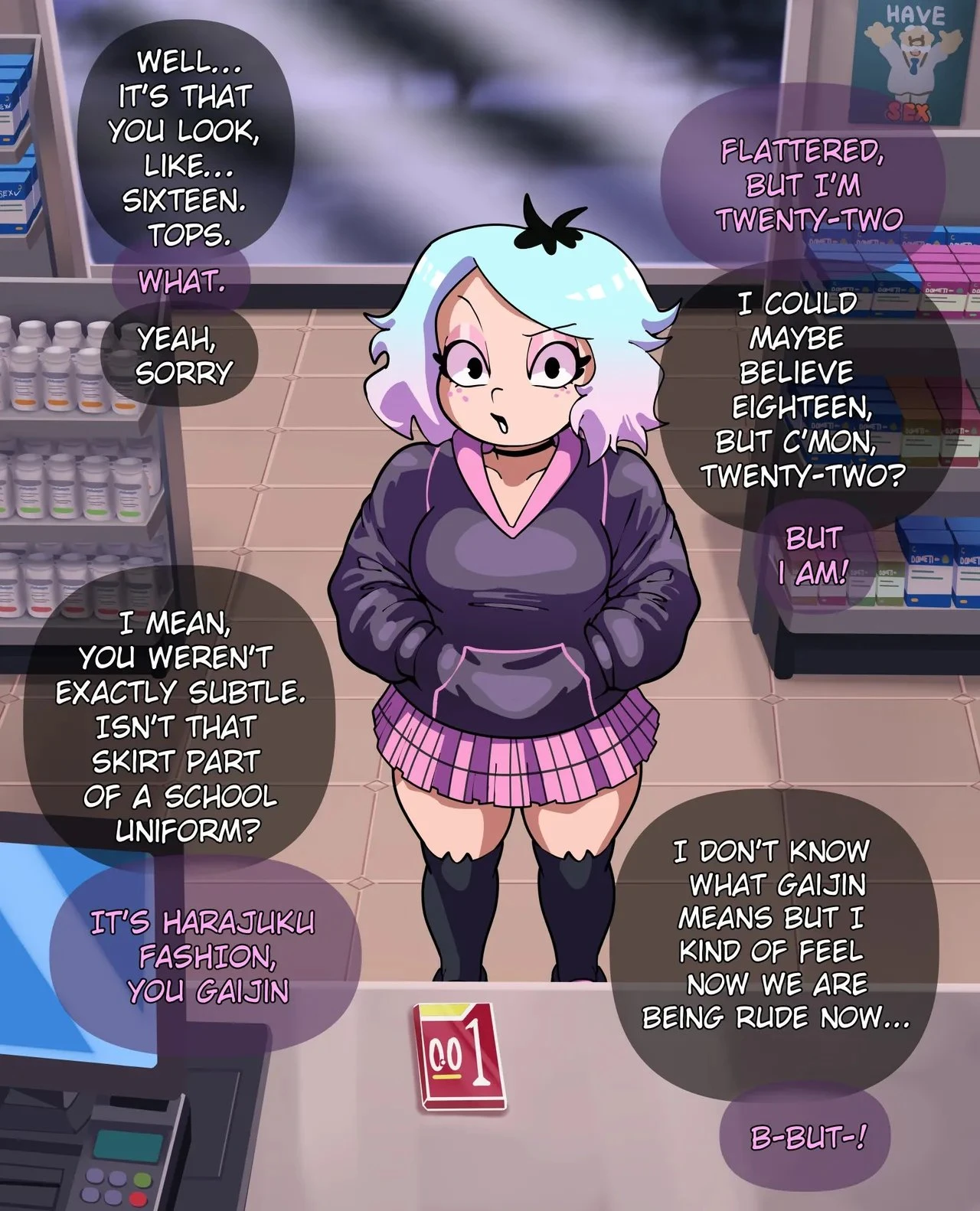 Emberlynn Pinkle tries to buy some condoms porn comic picture 2