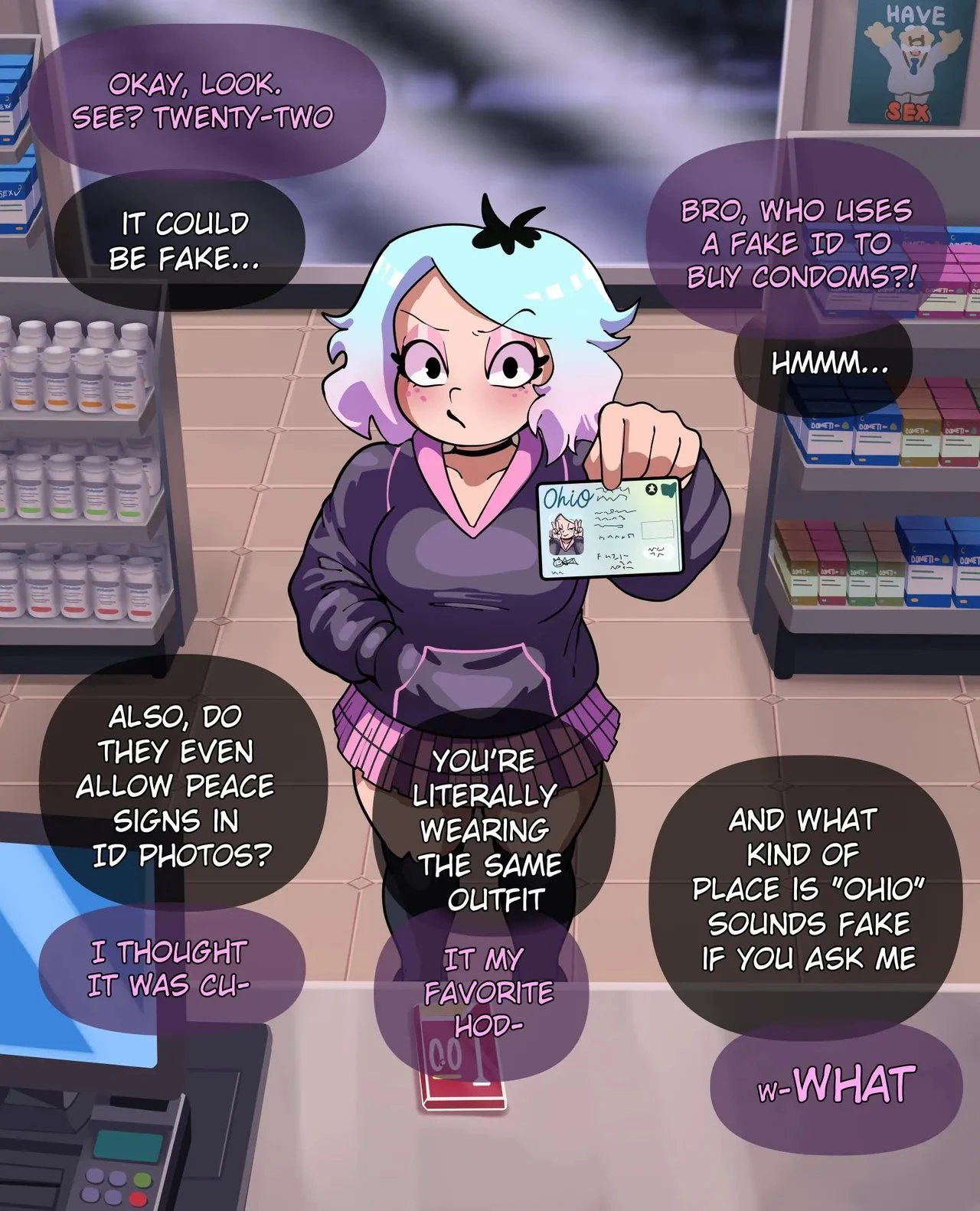 Emberlynn Pinkle tries to buy some condoms porn comic picture 3