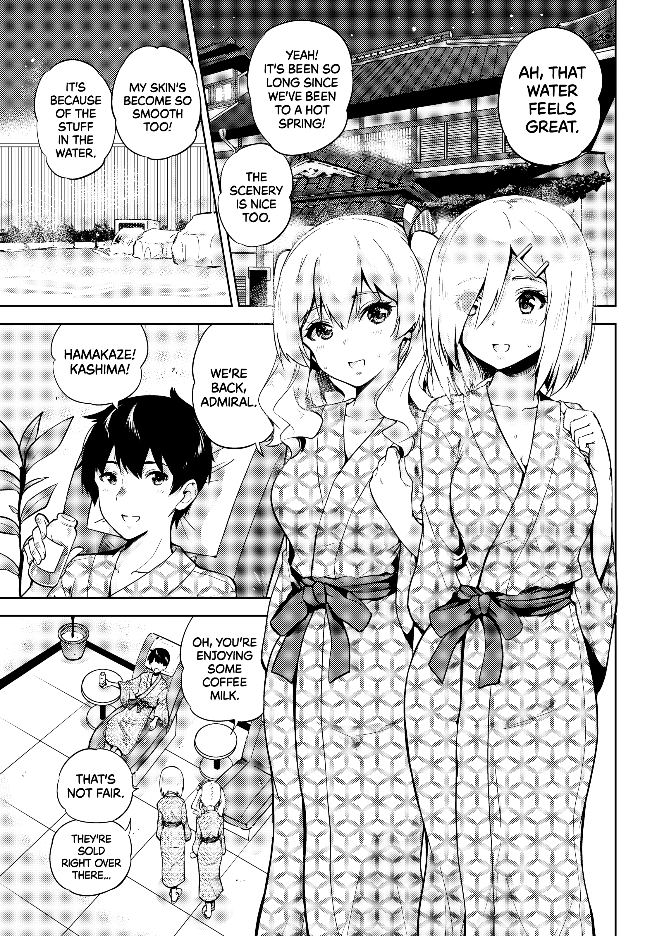 Hamakaze and Kashima in Hot Springs and Yukata porn comic picture 2