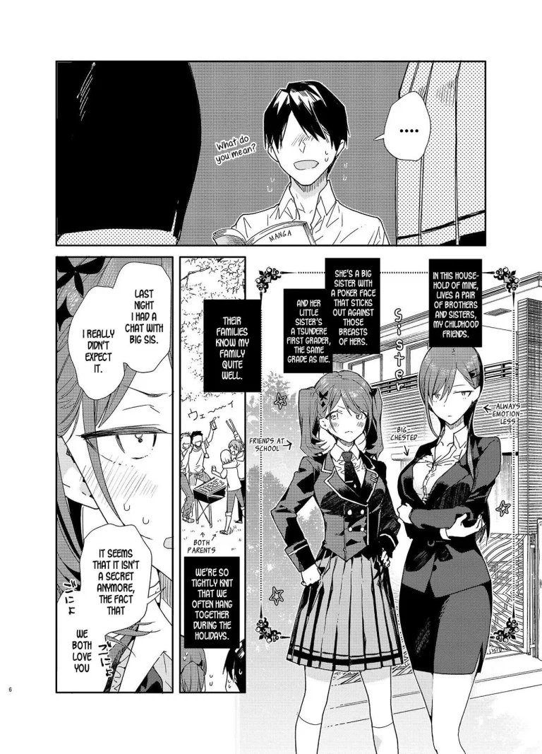 Kinjo no Tsuntsun Imouto to Muhyoujou Ane ni Semarare Ecchi porn comic picture 4