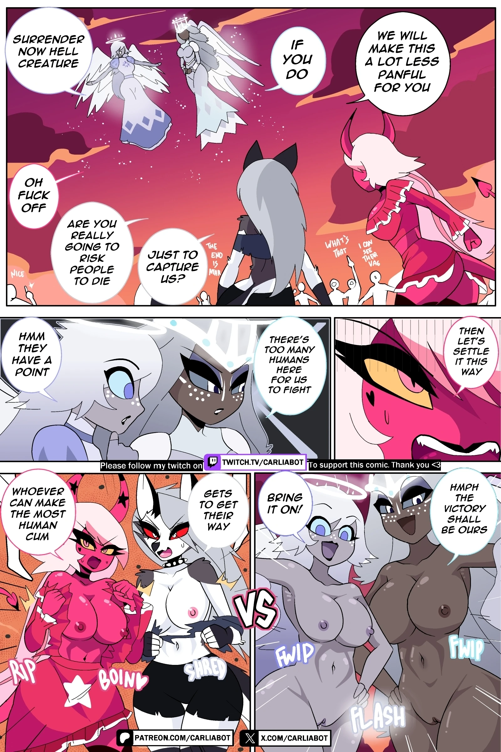 Loona and Verosika Vs Emily and Sera porn comic picture 1