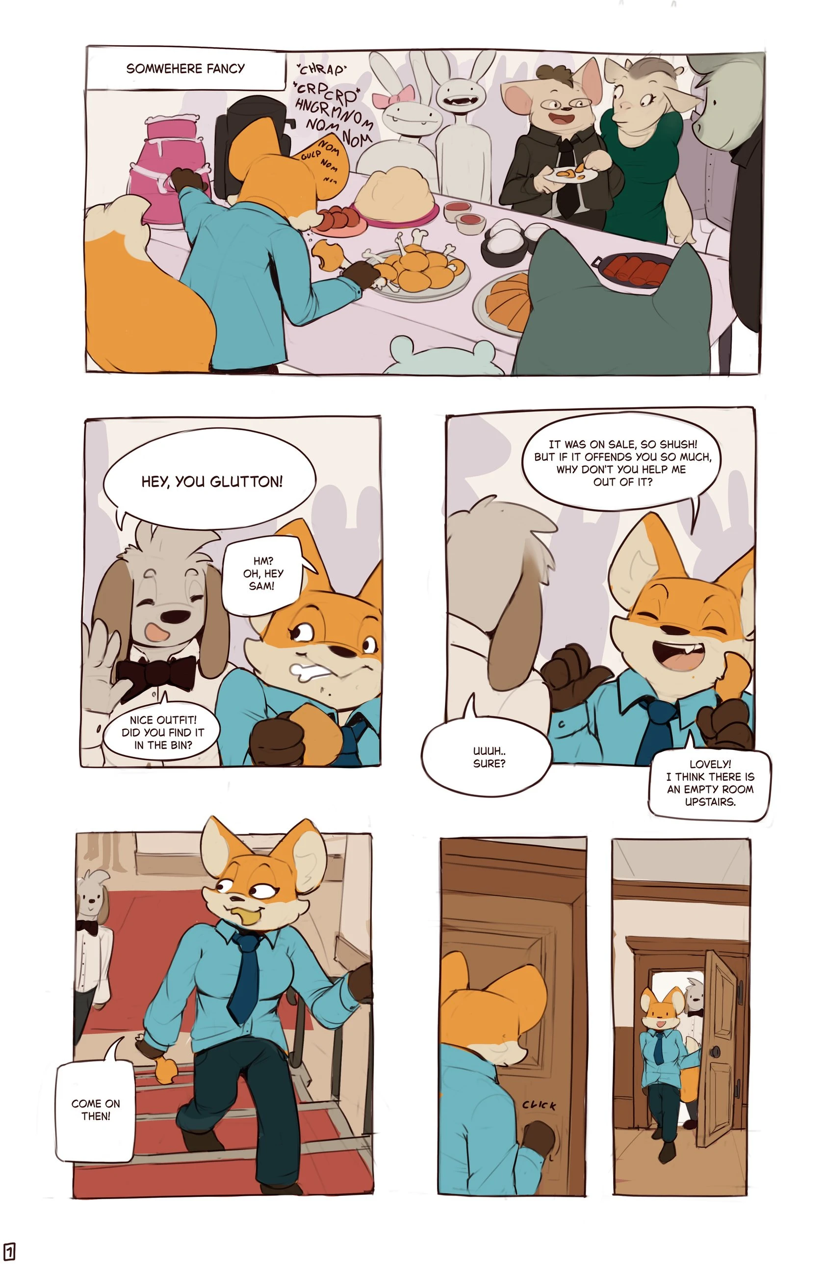 Lucy Sneaks into a wedding to raid the buffet and gets shagged porn comic picture 2