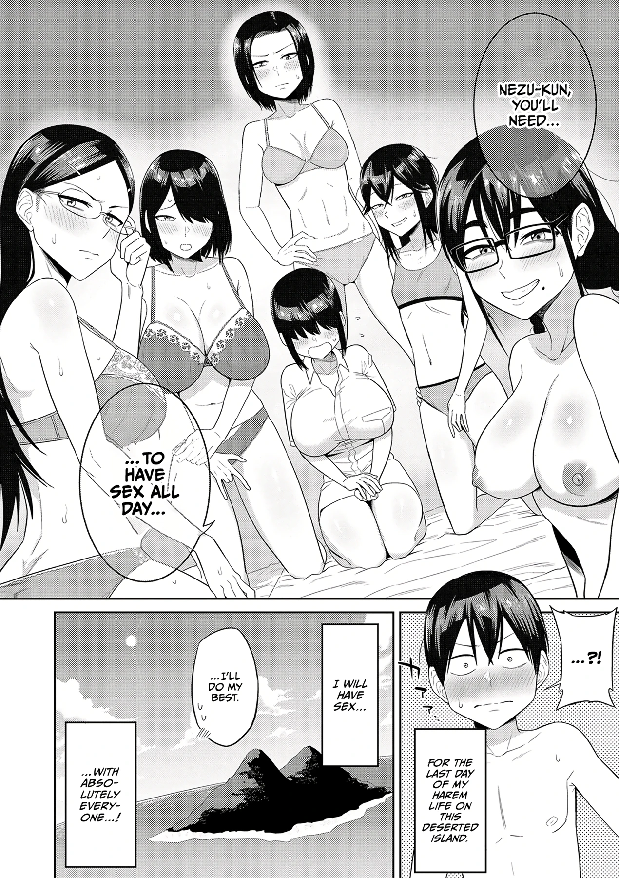 Mujintou de, SEX ni Kyoumi Shinshin na Dosukebe Inkya Joshi-tachi to Harem Life 3 porn comic picture 4