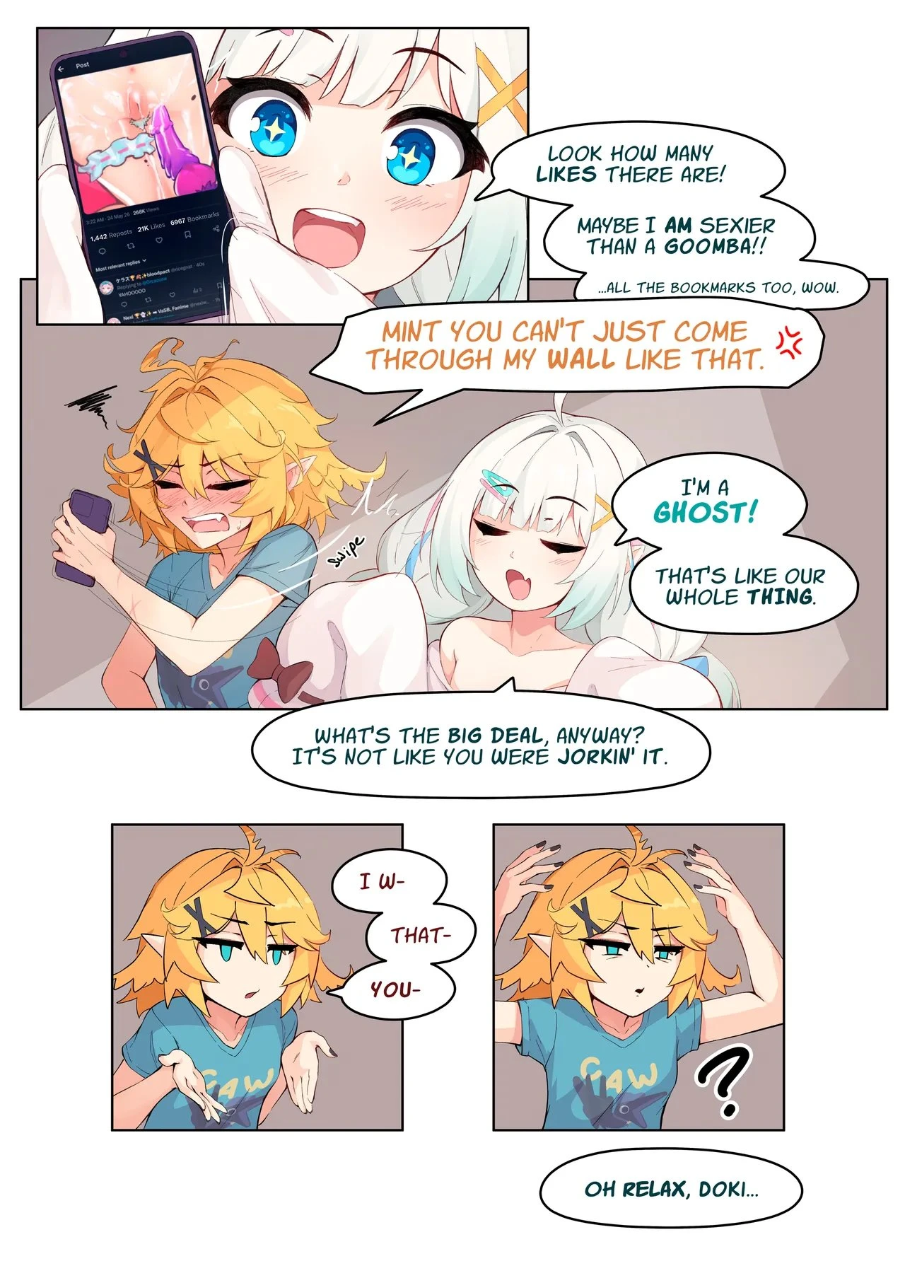 My GF (ghost friend) caught me Jerking Off and now she's Bouncing on it CRAZY STYLE porn comic picture 13