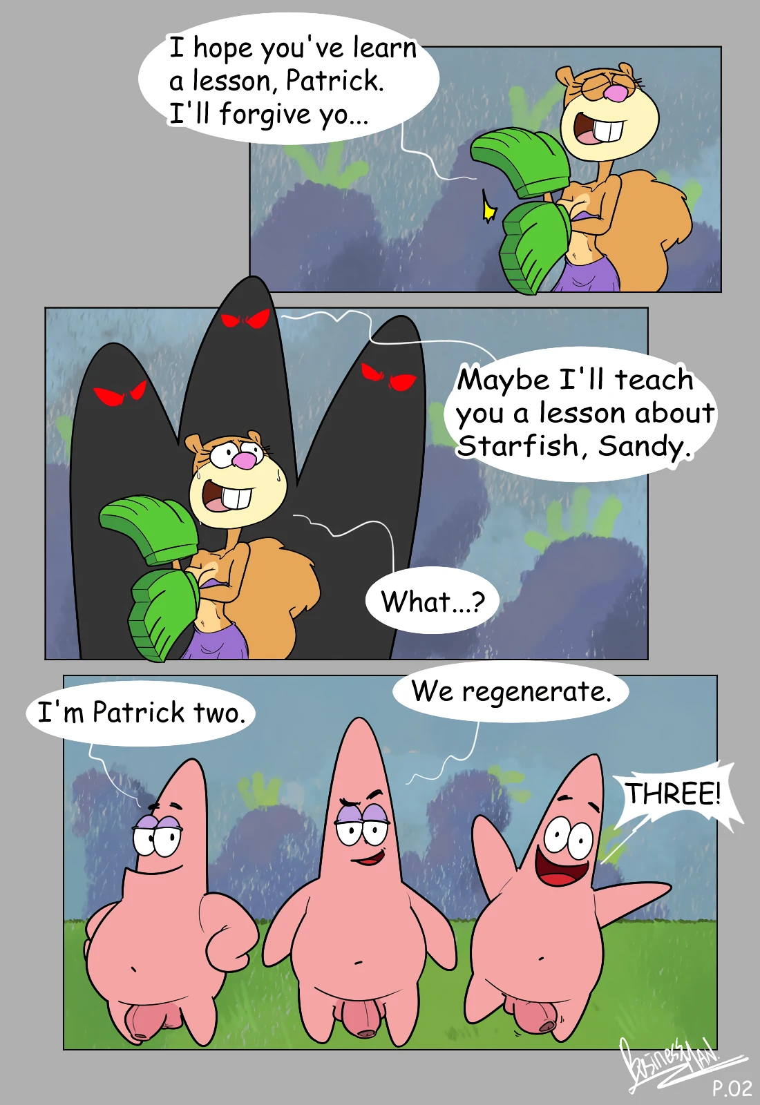 Patrick Star and Sandy Cheeks porn comic picture 1