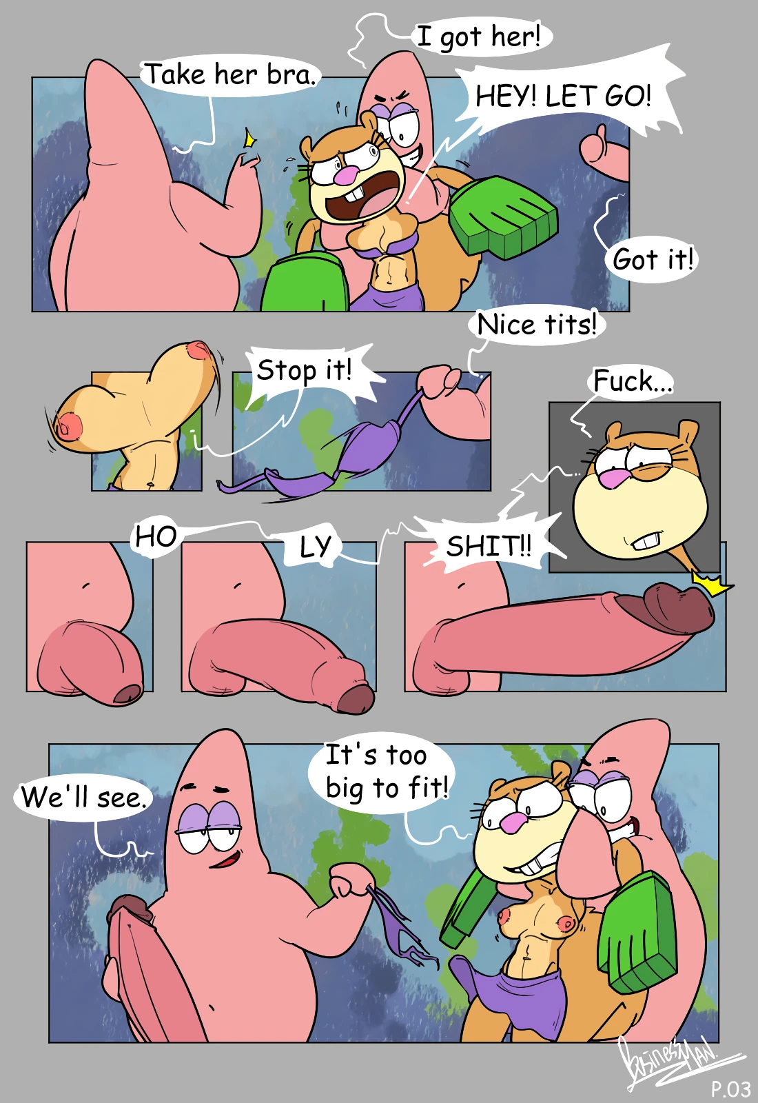 Patrick Star and Sandy Cheeks porn comic picture 2